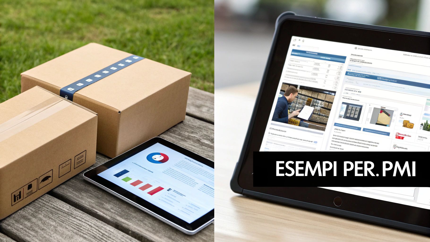 Gruppo di persone in un ambiente industriale che discutono guardando un tablet, simbolo di collaborazione e applicazione pratica di soluzioni ERP.