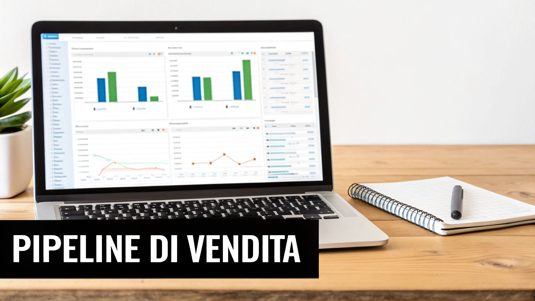 Dashboard di un CRM che mostra grafici e dati sulle performance di vendita