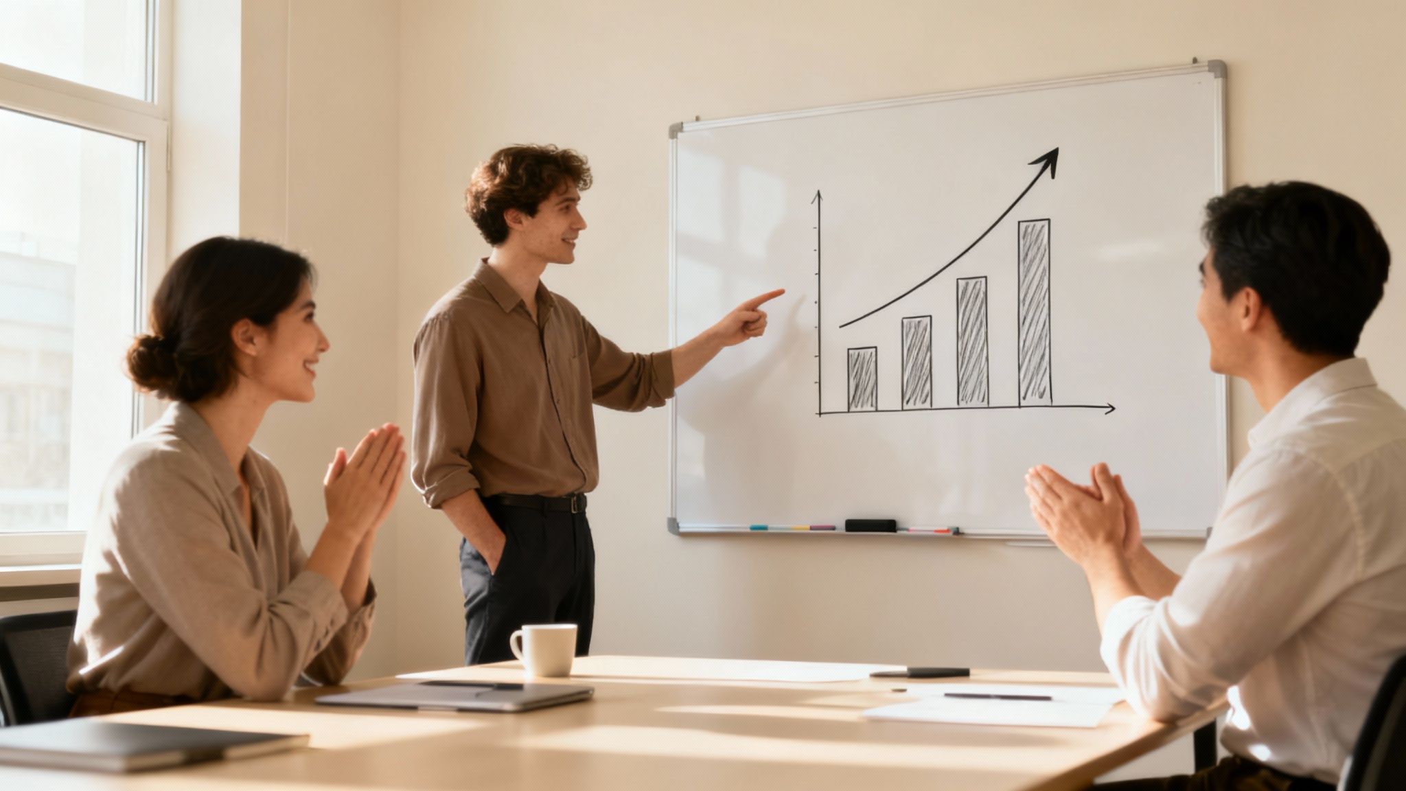 A person holding a lightbulb with a growing plant inside, representing business growth from better one on ones.