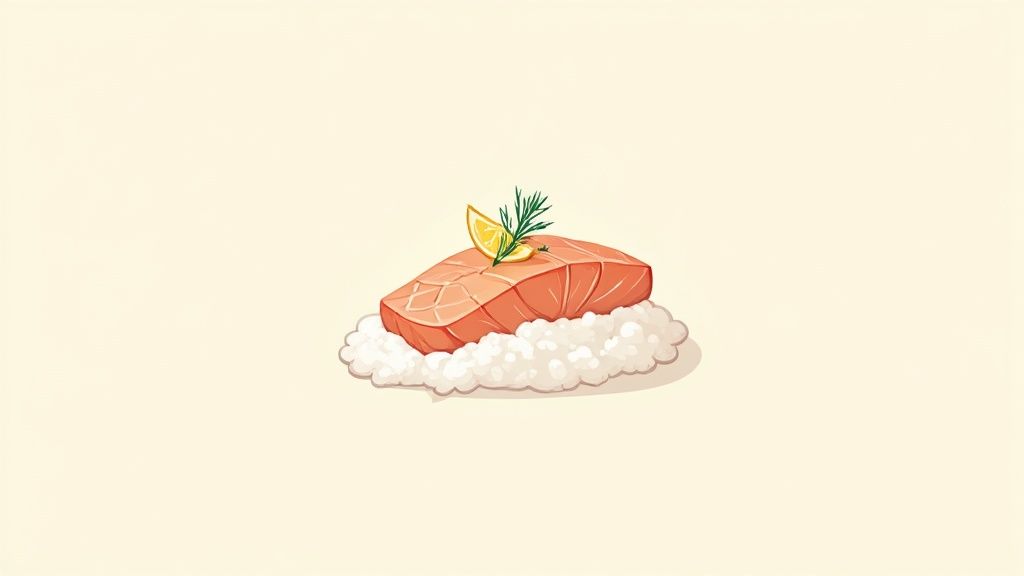 Salmon with Lemon-Dill Sauce and Rice