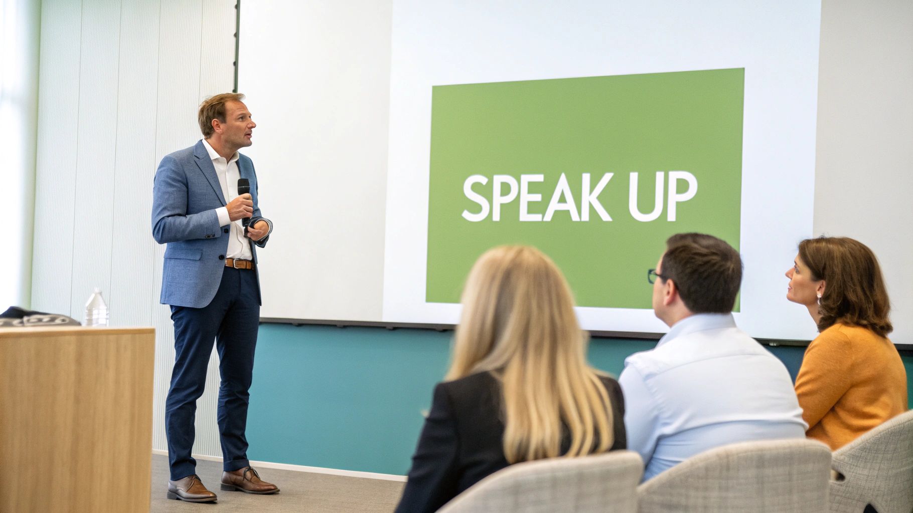 A woman at a desk looking stressed, illustrating the internal conflict of people-pleasing at work. ALT: Executive woman feeling the nervous system strain of people-pleasing before learning the RAMS™ method. A woman at a desk looking stressed, illustrating the internal conflict of people-pleasing at work. ALT: Executive woman feeling the nervous system strain of people-pleasing before learning the RAMS™ method.