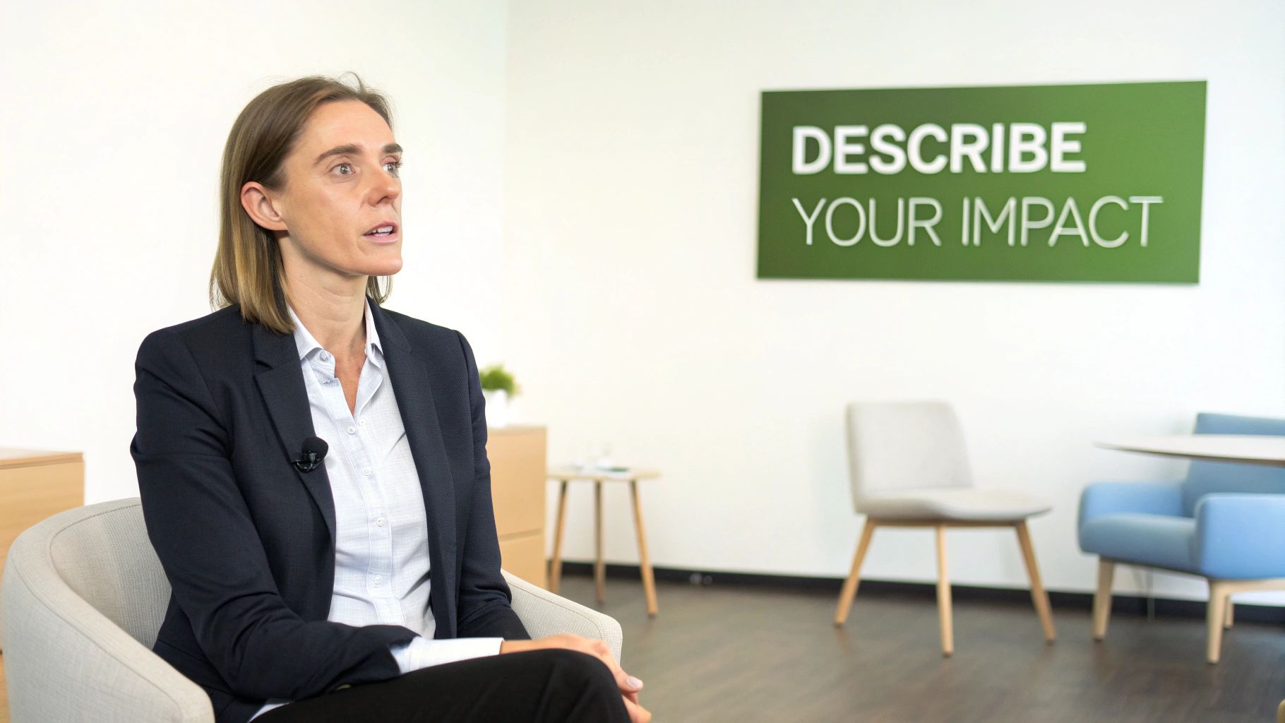 An executive woman looking thoughtful and composed, representing a leader who has regained balance and clarity.