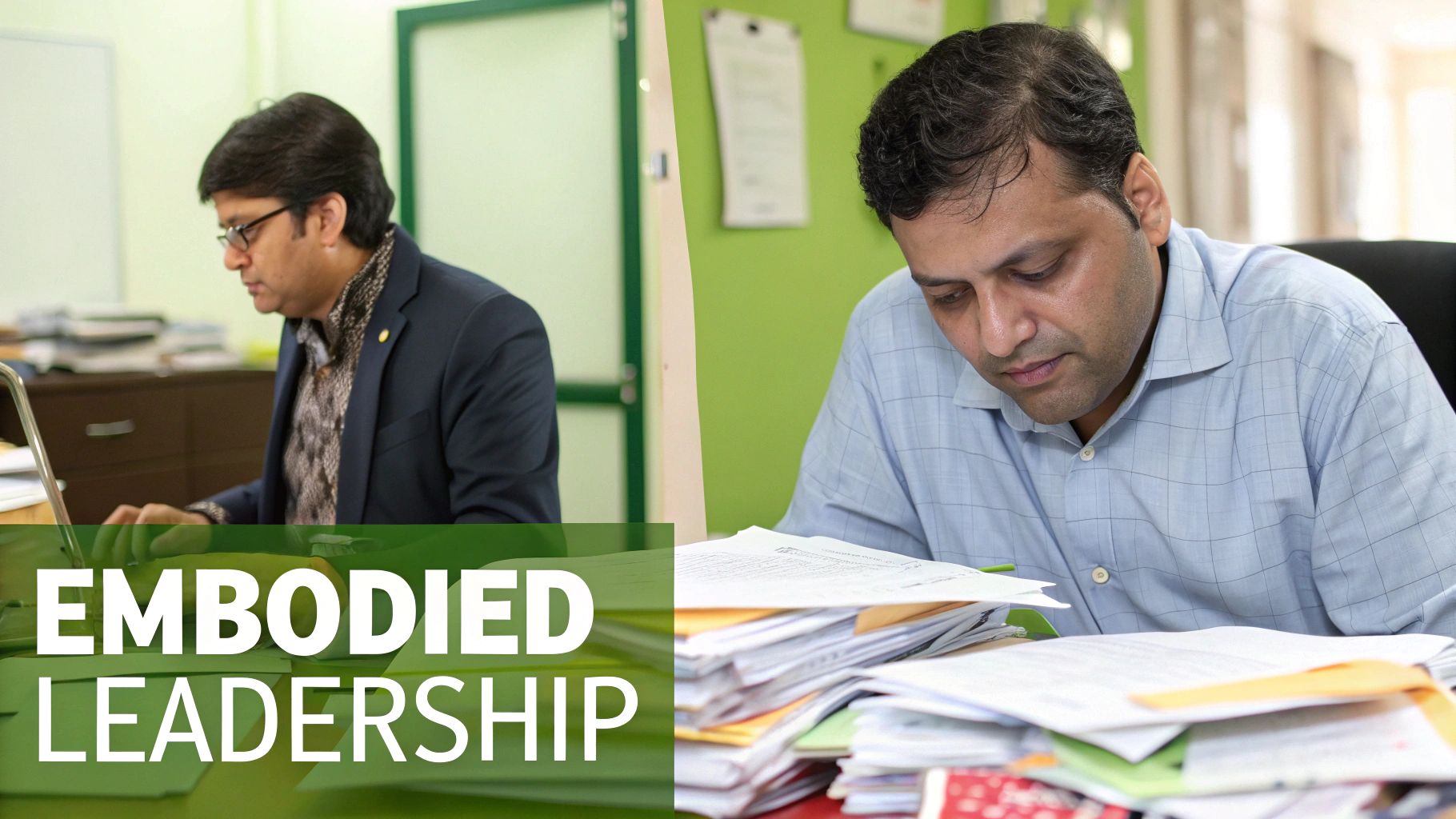 A woman leader standing confidently in a modern office, looking out a window with a sense of calm and vision, illustrating reclaimed power.
