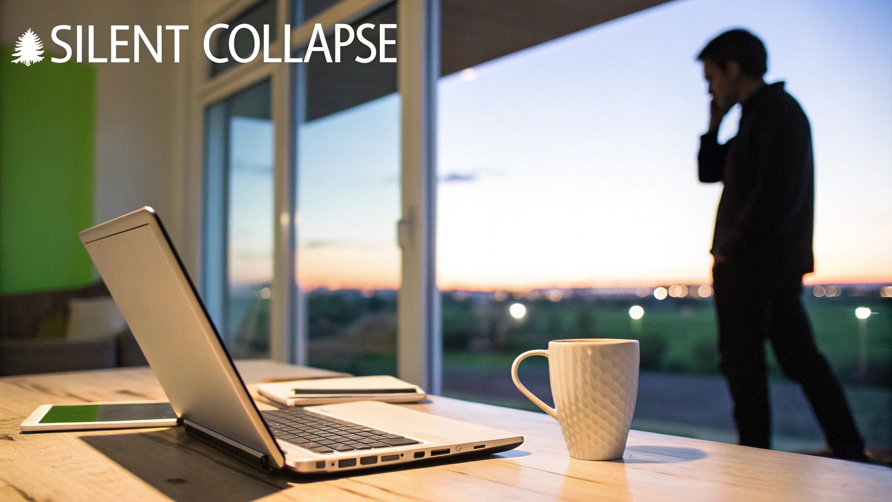 A powerful executive woman finds a moment of calm, symbolizing the first step in resetting her mindset away from constant pressure.