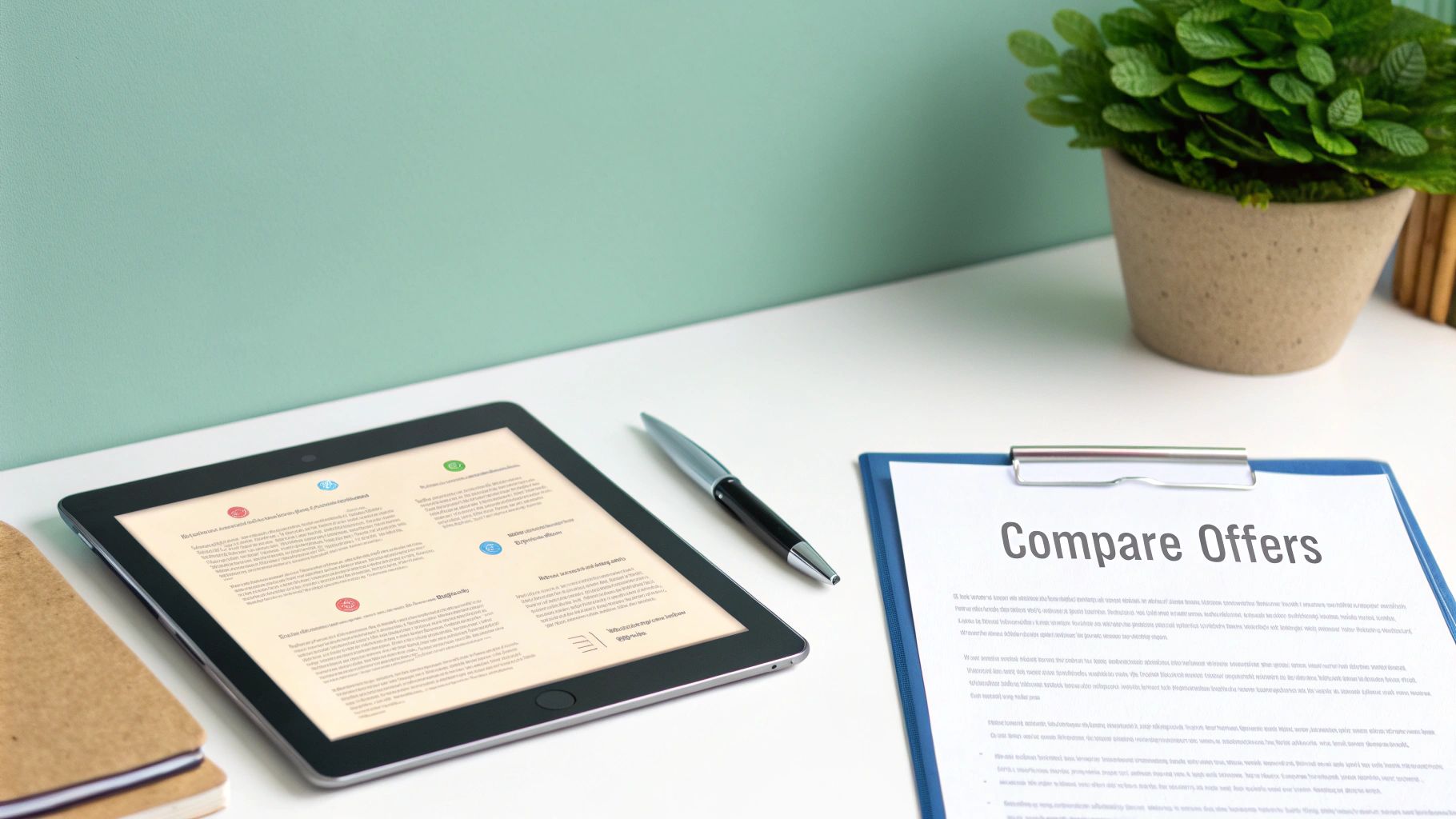 A woman sits at a desk, thoughtfully comparing documents under a warm light, looking focused and in control. A woman sits at a desk, thoughtfully comparing documents under a warm light, looking focused and in control.