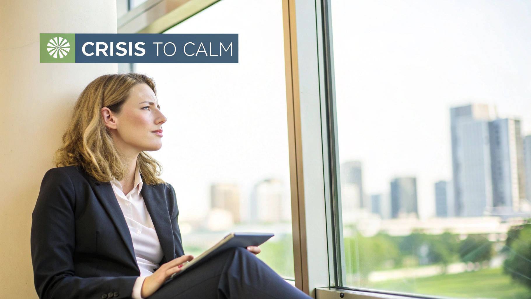 A group of women leaders collaborating and finding calm in a chaotic environment.