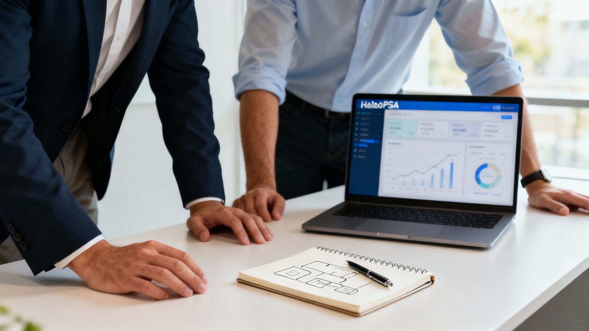 A support agent assists a customer with their computer