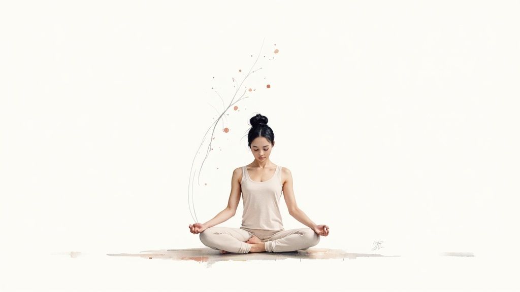 A person sitting in a meditative pose outdoors, with a calm and focused expression, symbolizing the start of a healing journey.