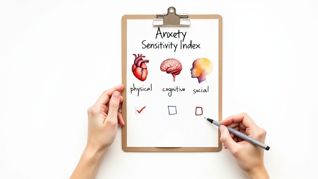 A person looking at their reflection in a shattered mirror, symbolizing the distorted self-perception caused by anxiety.