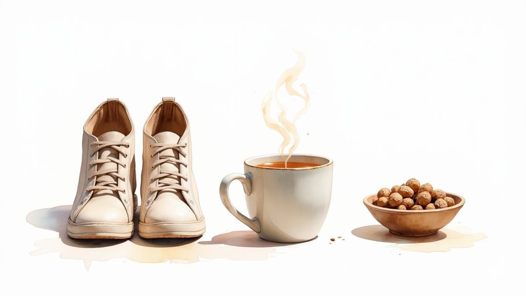A person outdoors, peacefully practicing yoga at sunrise, representing the connection between lifestyle habits and mental wellness.