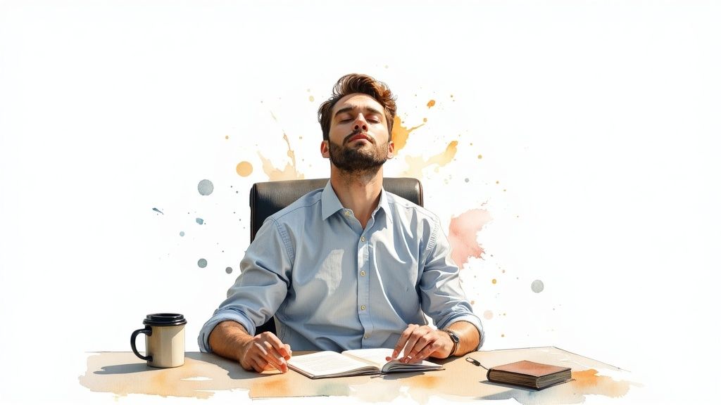 A person sitting calmly by a window, integrating progressive muscle relaxation exercises into their daily routine for lasting calm.