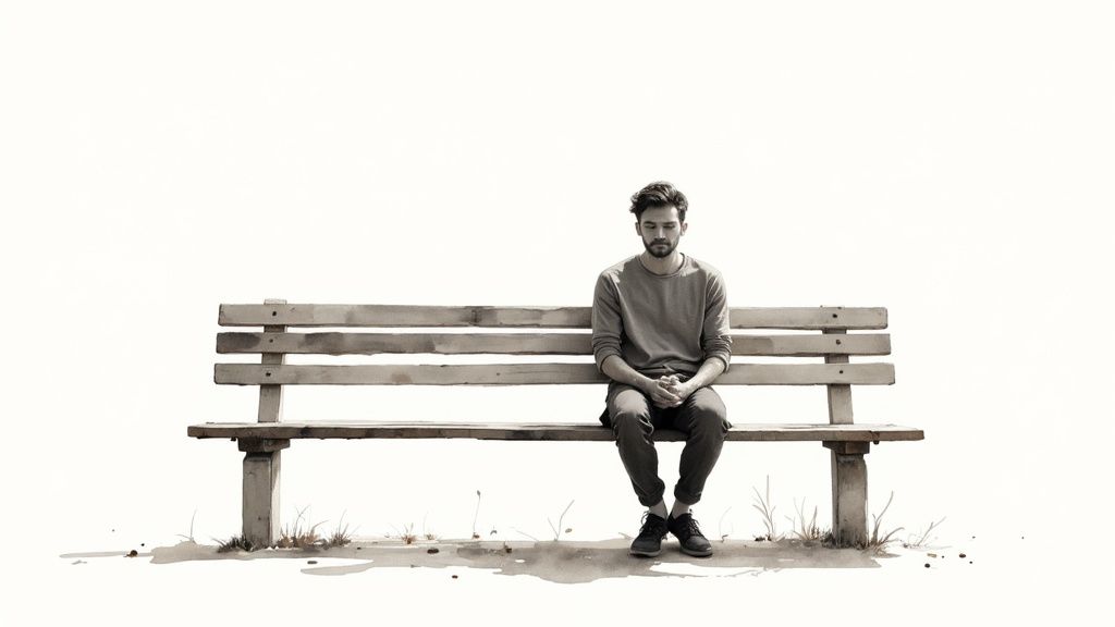 A woman sitting peacefully on a couch, practicing progressive muscle relaxation exercises to find relief.