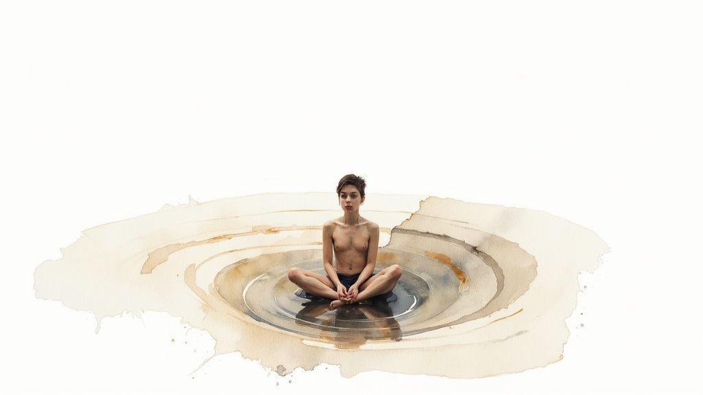 A person sitting on a dock looking out over a calm lake, symbolizing peace and regaining control.