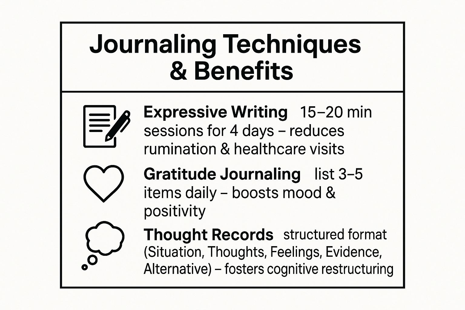 Infographic showing key data about Journaling and Expressive Writing