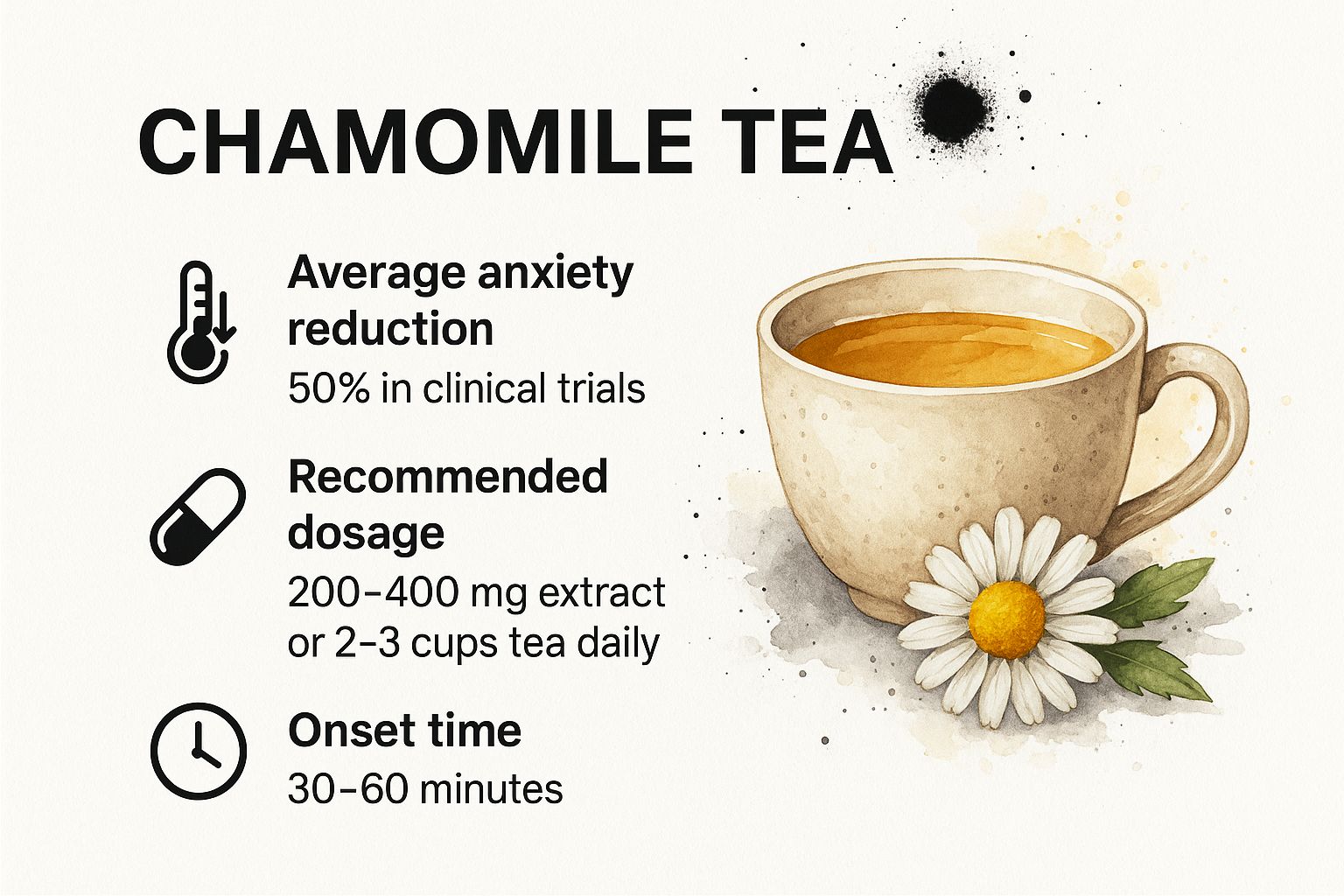 Infographic showing key data about Chamomile Tea and Supplements