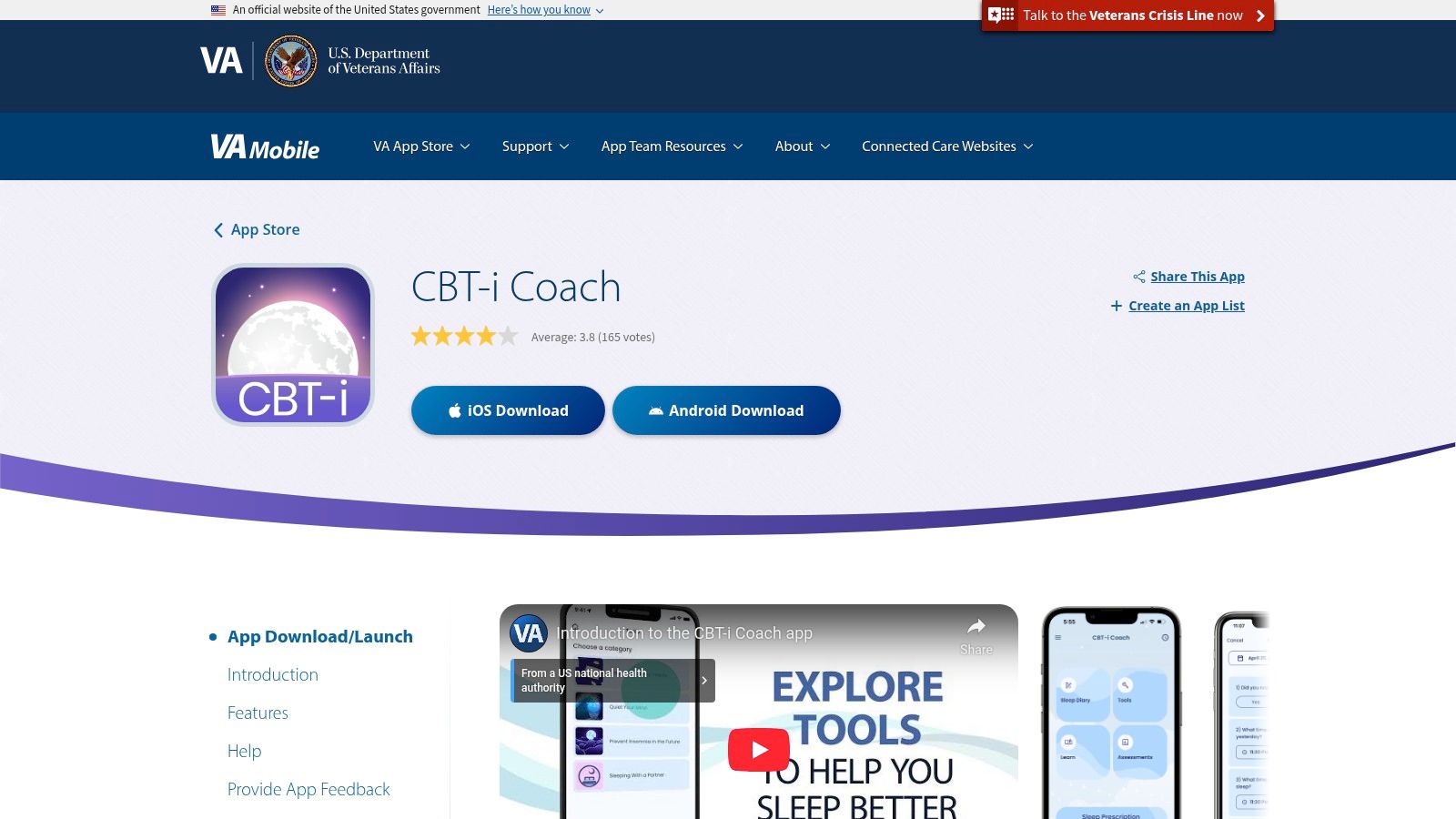 U.S. Department of Veterans Affairs – CBT‑i Coach