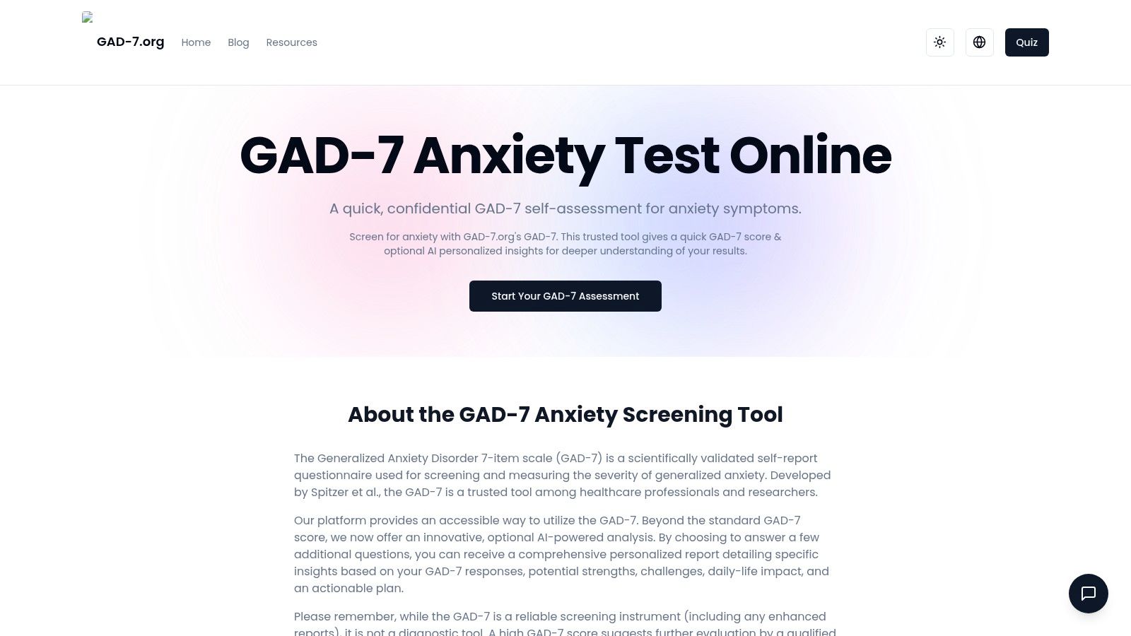 GAD-7.org – Dedicated GAD-7 Testing Site
