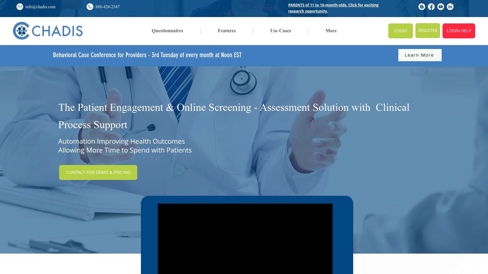 CHADIS – Mental Health Screening Tools for Pediatric and Primary Care