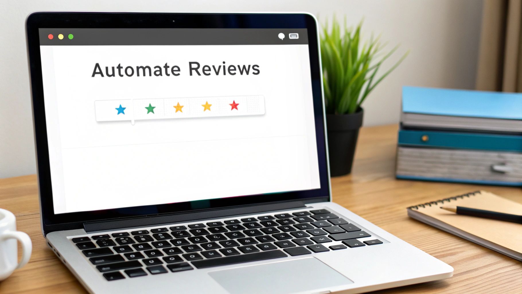 Laptop showing a dashboard with review analytics