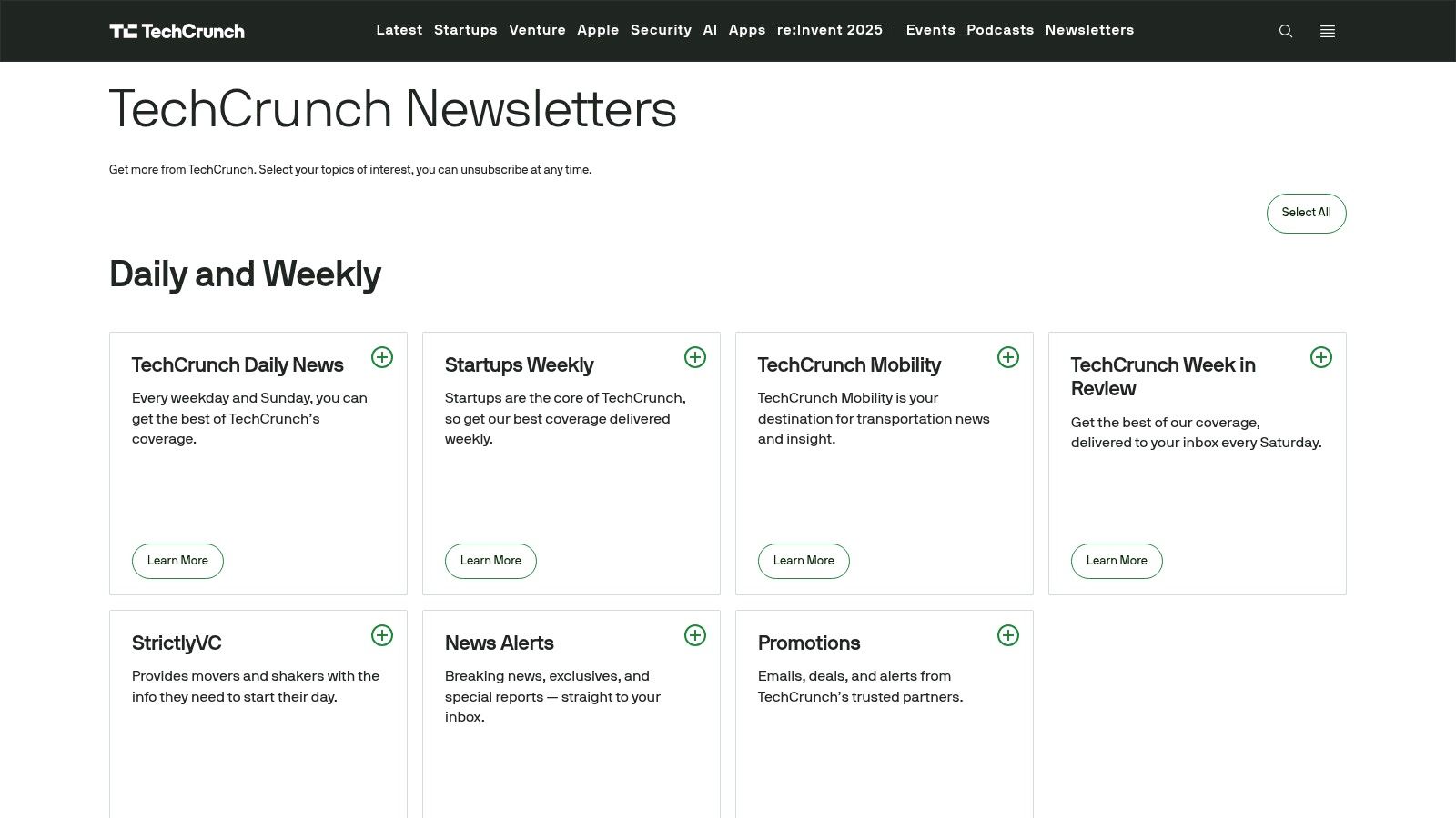 TechCrunch Newsletters