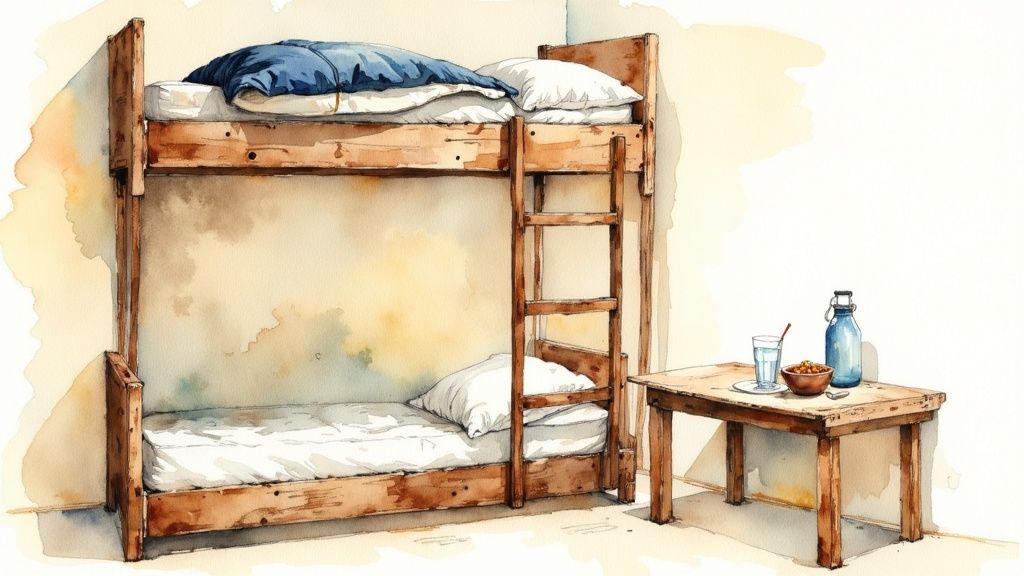 Ein Pilger geniesst eine Pause mit Blick auf das Meer am Camino del Norte