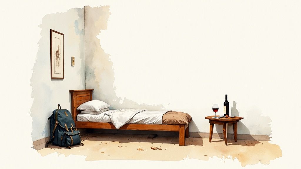 Pilger bei einer Rast in einer Albergue