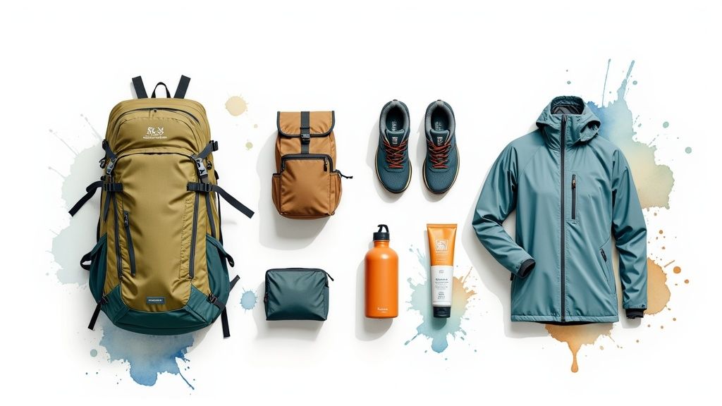 Ein gut gepackter Rucksack auf dem Camino Portugués Küstenweg