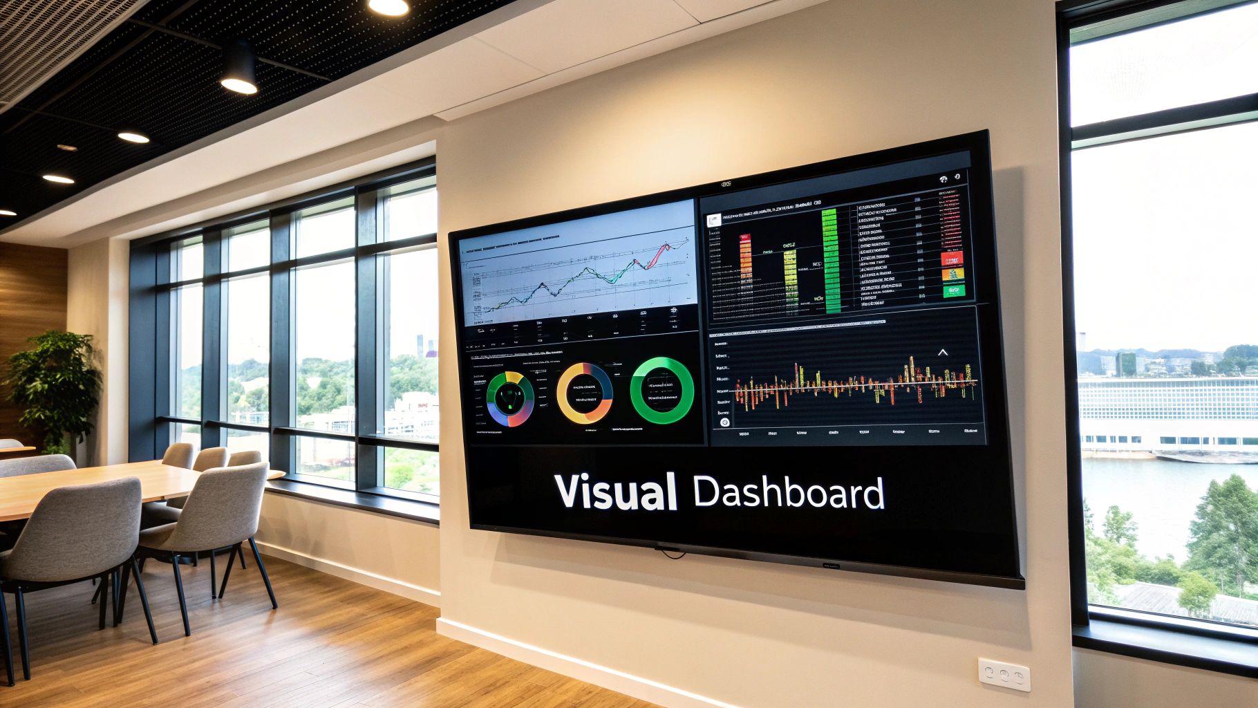 A visually appealing management reporting dashboard showing KPIs and metrics with charts and graphs.