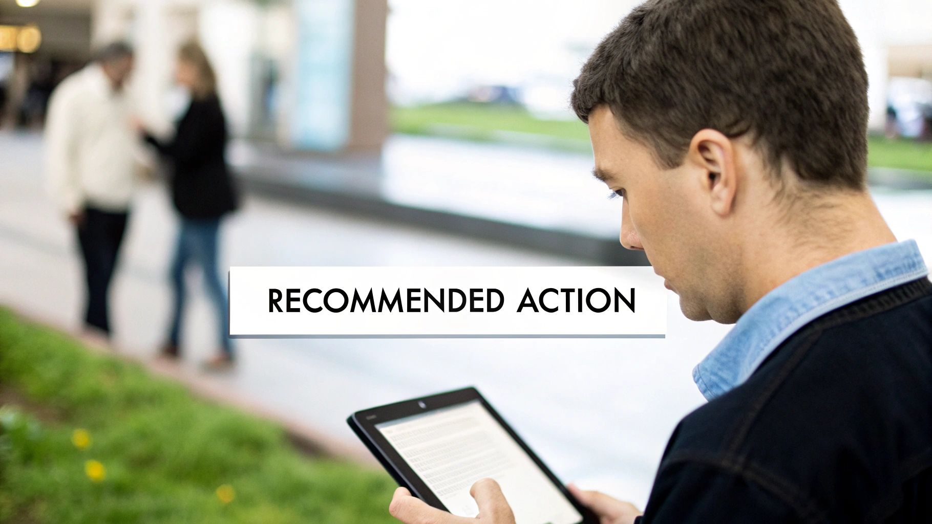 A detailed strategic roadmap on a digital screen, with arrows pointing to optimal decisions, representing prescriptive analytics.