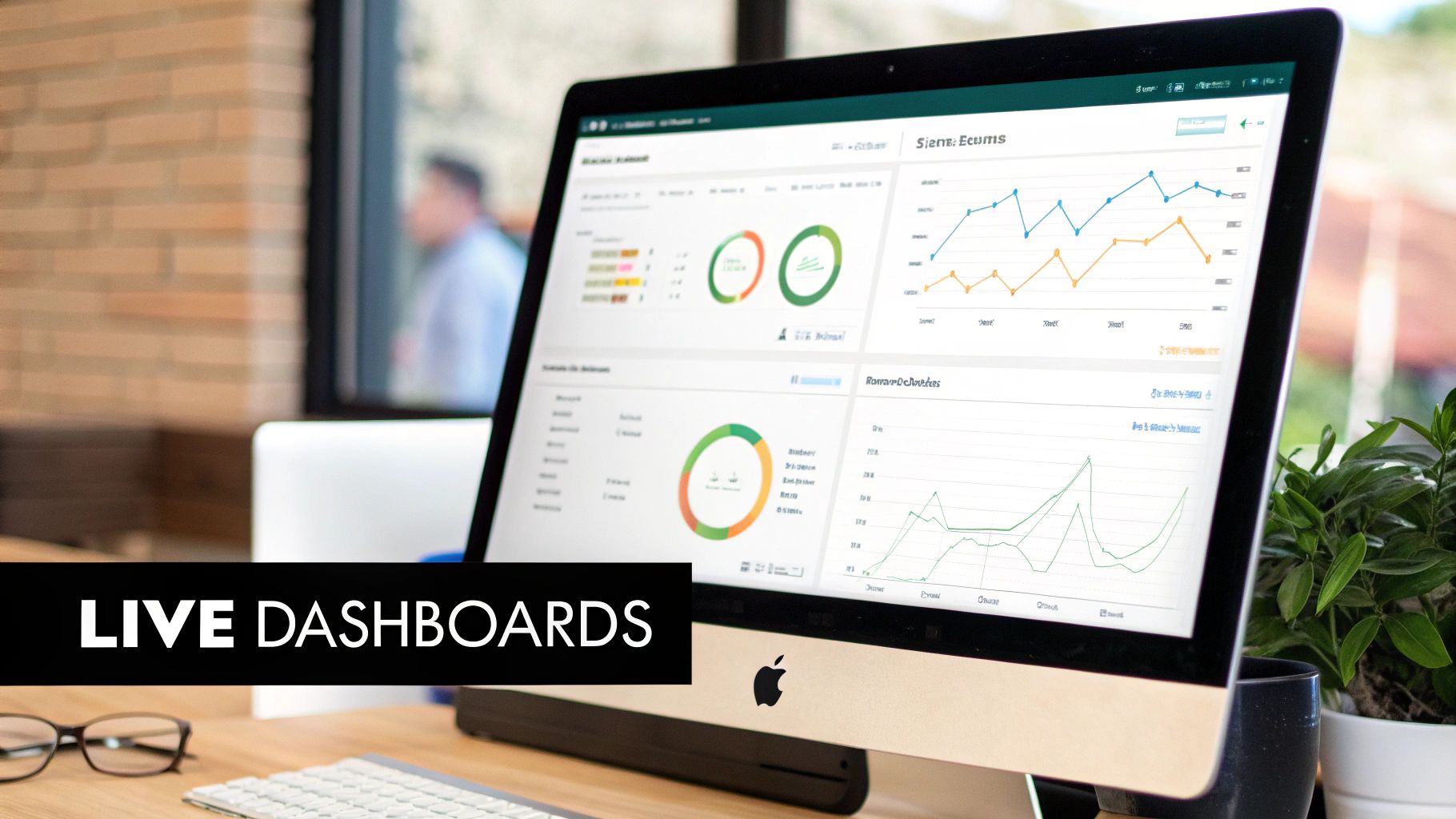 A clean, modern financial dashboard in Power BI showing key performance indicators like revenue, profit margin, and customer acquisition cost.