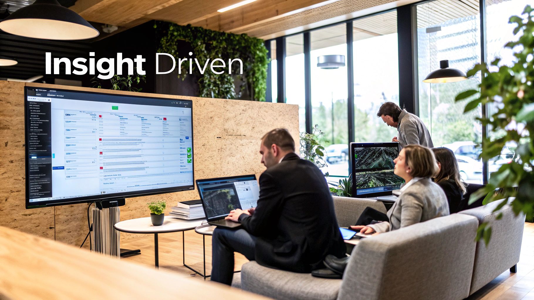 A focused individual analyzing charts and graphs on multiple computer screens, representing data-driven decision making.