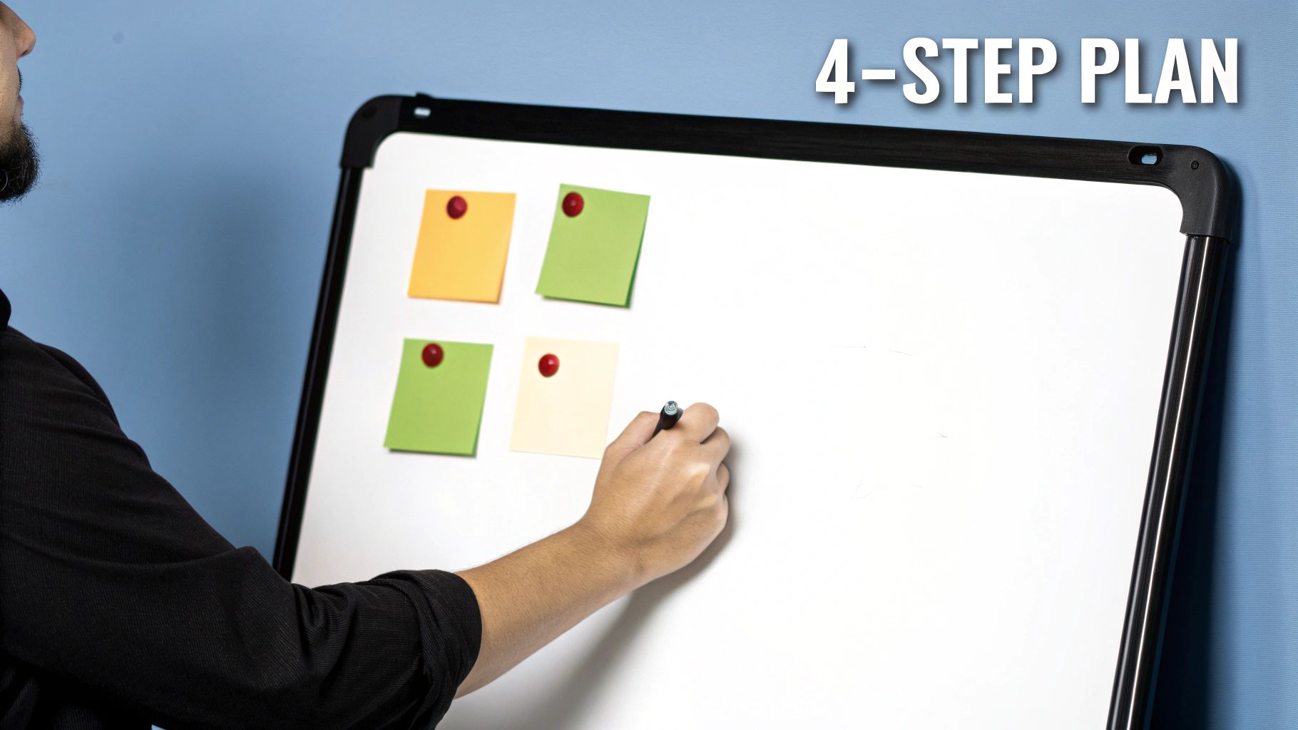 An image showing a flowchart with four stages: 'Identify Drivers', 'Construct Scenarios', 'Analyze Implications', and 'Develop Strategies', illustrating a clear scenario planning framework.