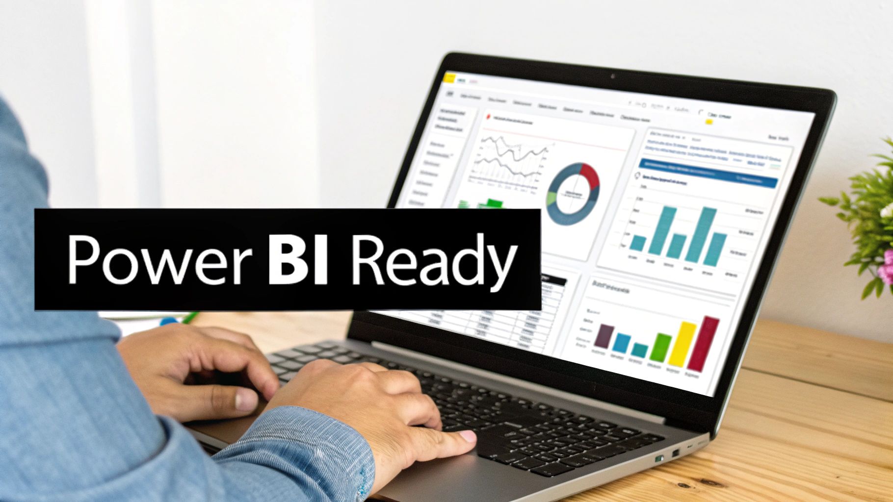 A Power BI dashboard showing various business metrics and charts, demonstrating the end result of a good data model.