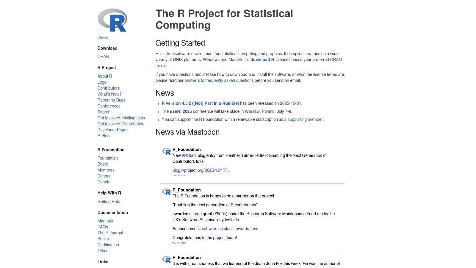 The R Project for Statistical Computing