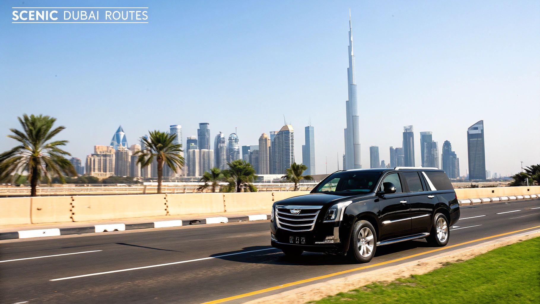 Inspecting a Cadillac Escalade rental in Dubai