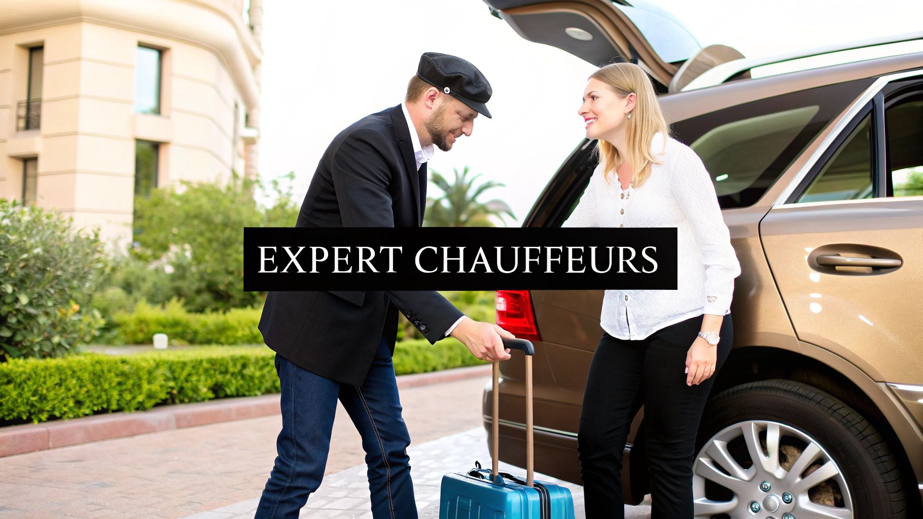 A futuristic hybrid sports car parked in a modern, sustainable cityscape in Dubai.