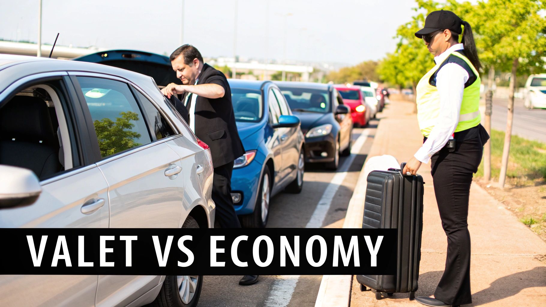Cracking the Code on Airport Parking Fees 2 A modern airport parking structure with cars parked in designated spots.