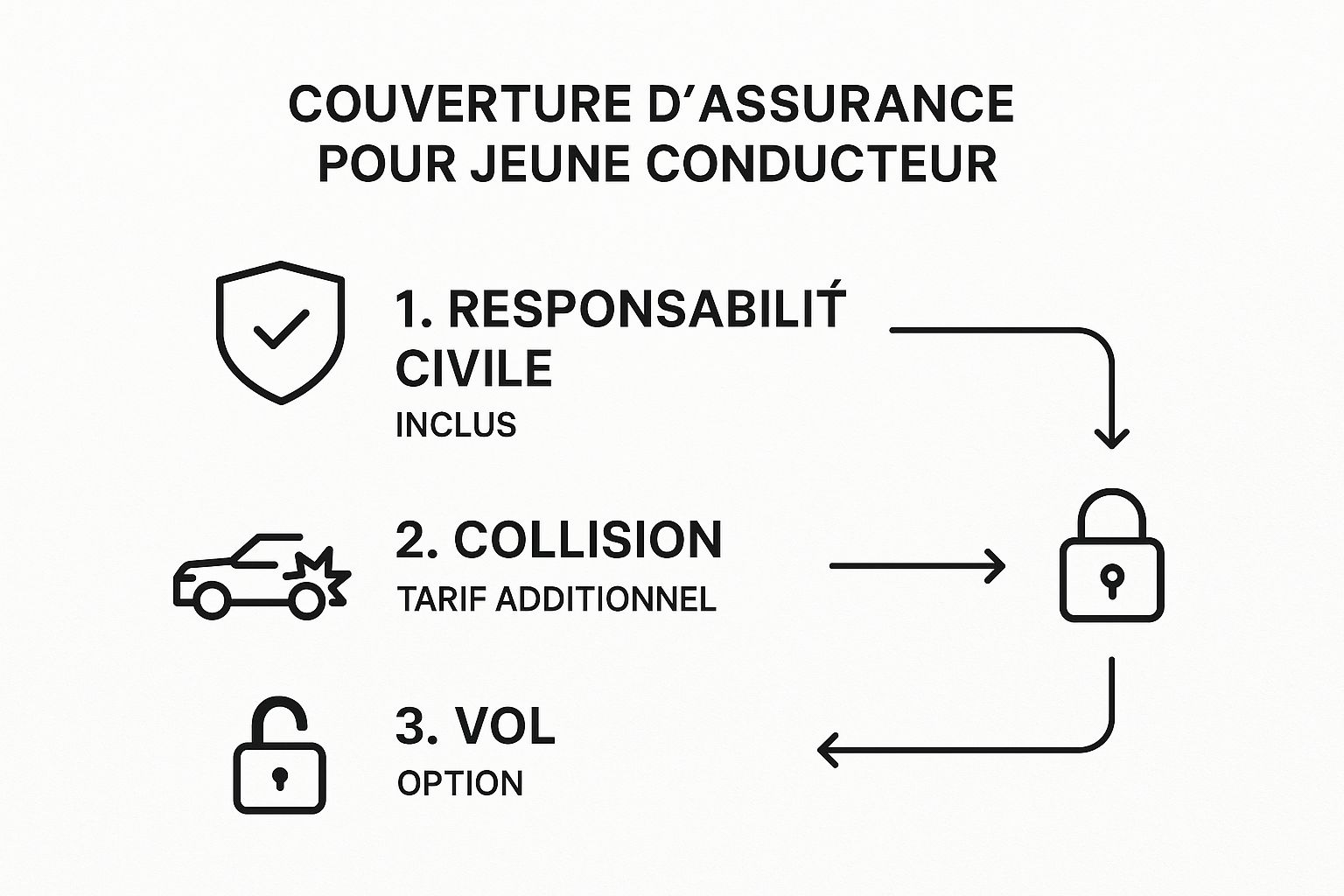 Voiture de Location Jeune Conducteur : Guide Facile et Complet 2 Infographie sur les assurances pour une voiture de location jeune conducteur