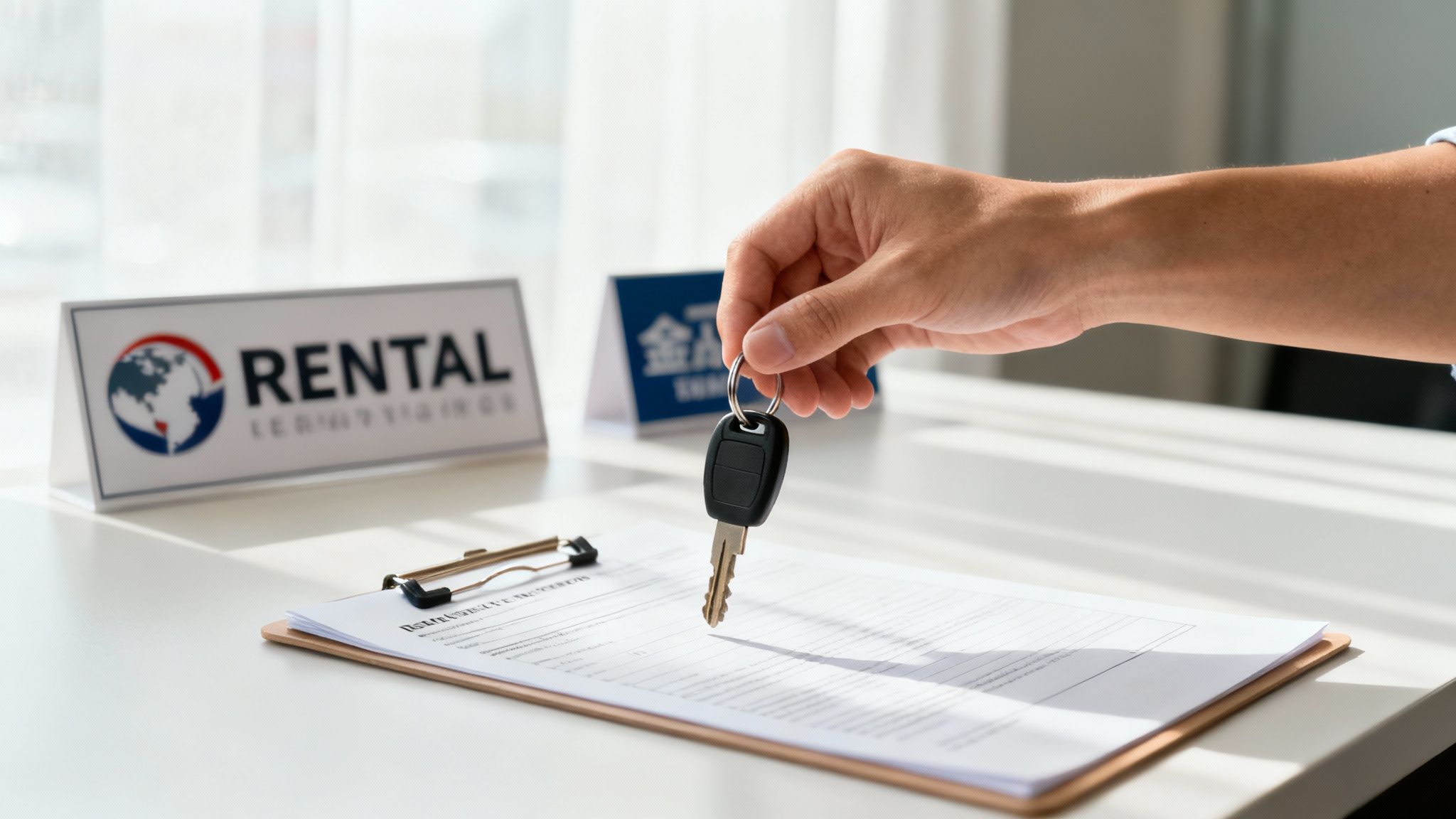 Intérieur d'une agence de location de voitures moderne et accueillante