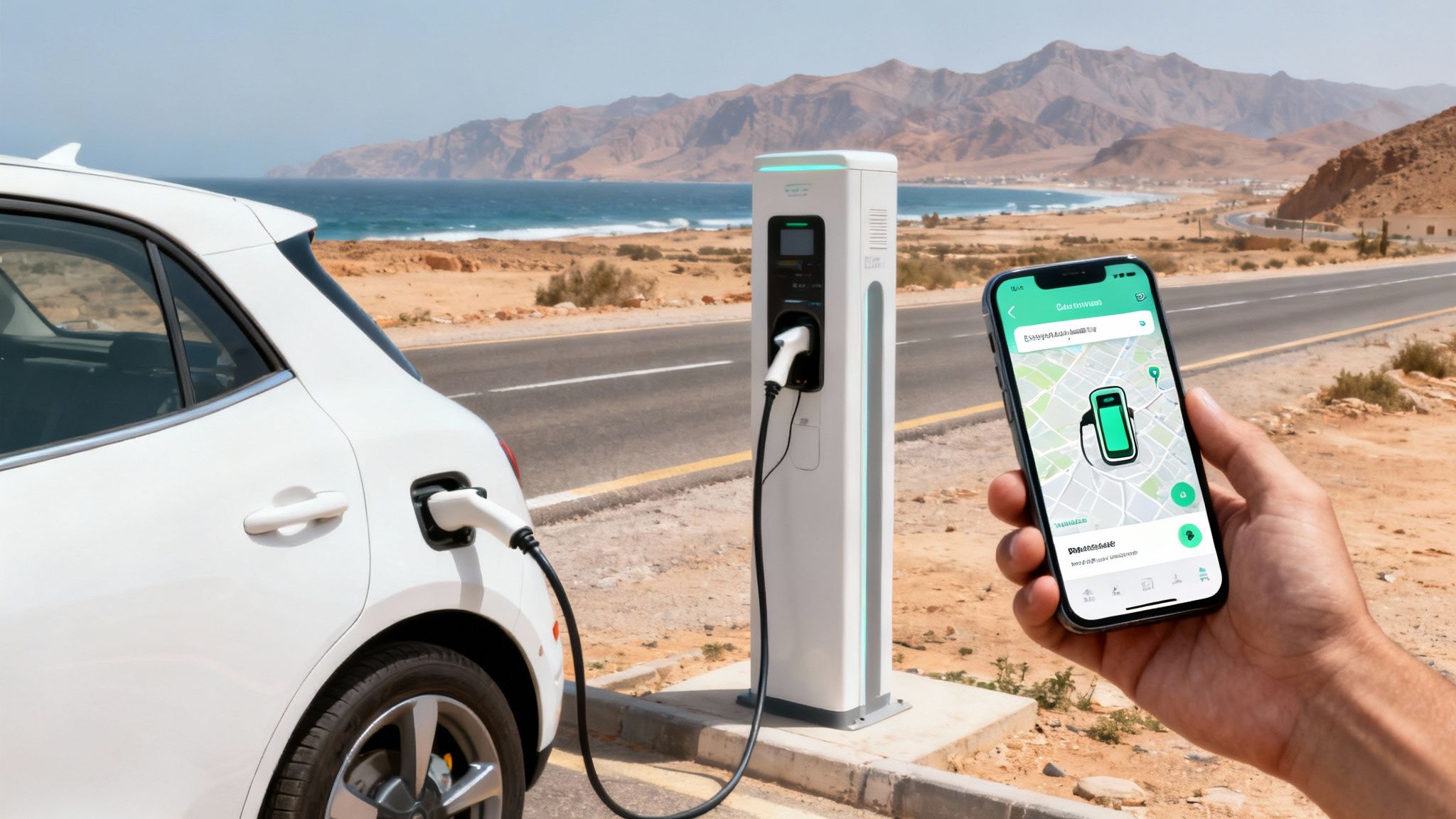 Une voiture électrique branchée à une borne de recharge dans un cadre urbain.