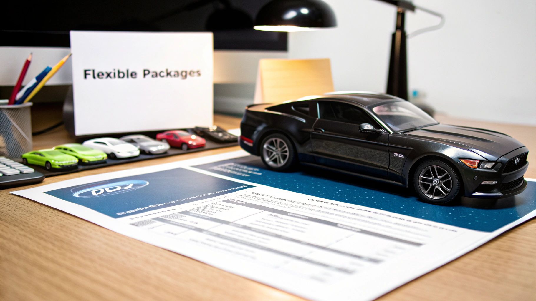 Image of a red Ford Mustang in Dubai