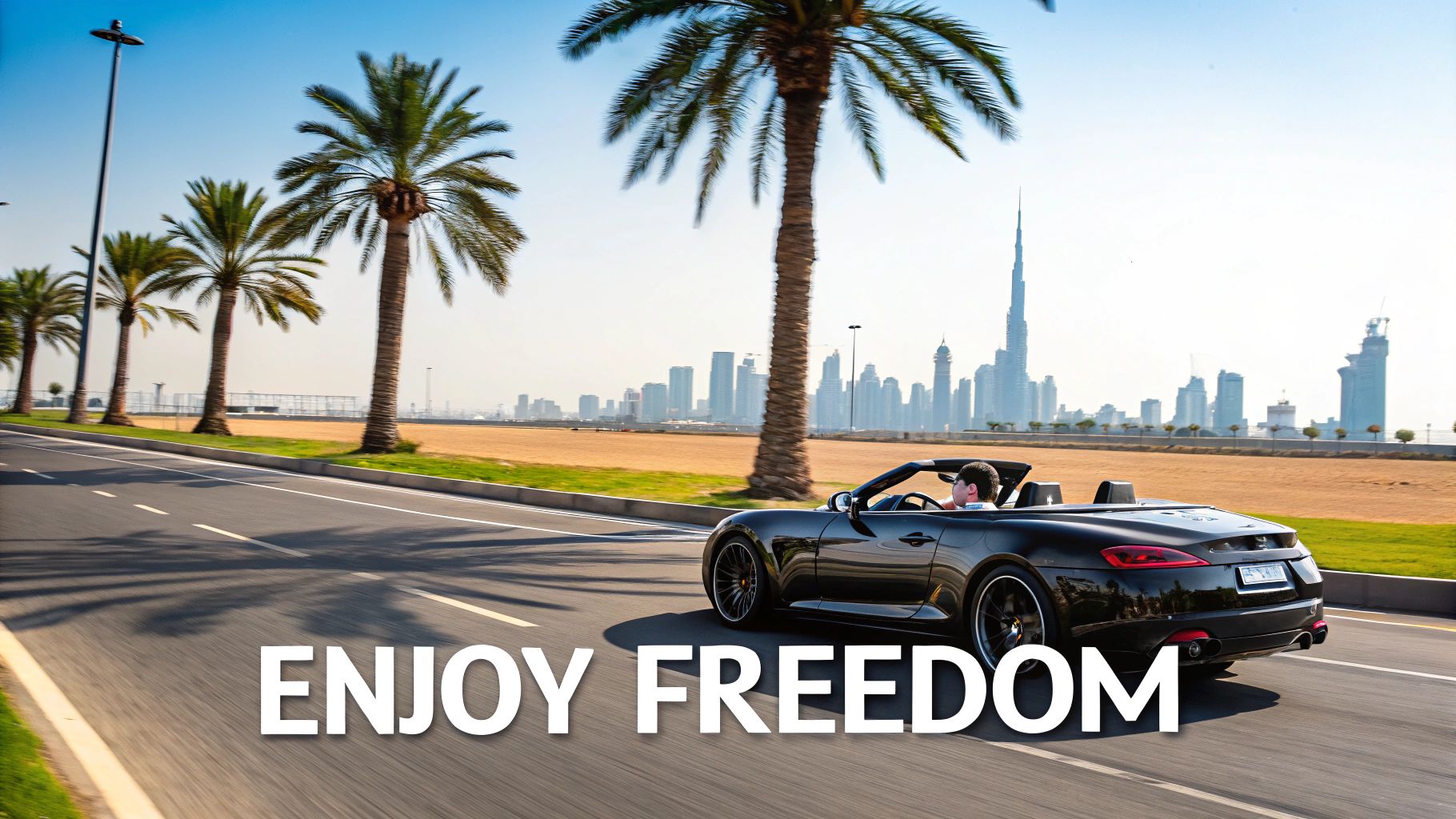 Woman holding car keys for a convertible rental in Dubai