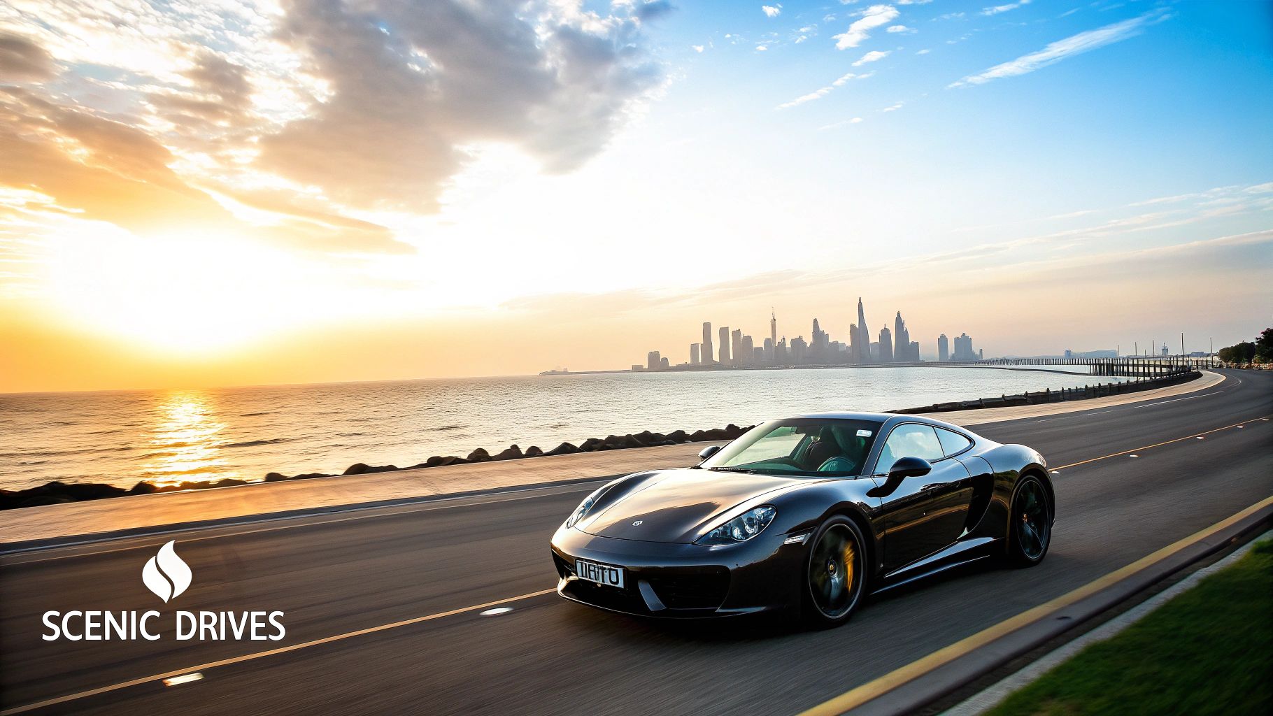 Rent Luxury Car Dubai | Elite Rides & Exclusive Deals 3 A white Rolls Royce cruising along a Dubai road with the skyline in the background