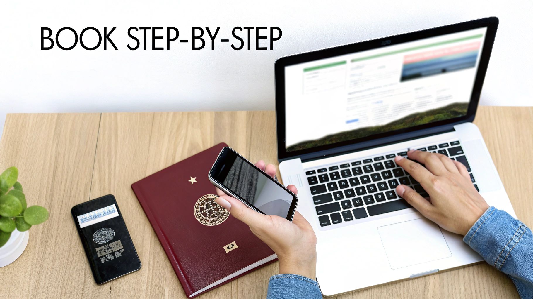 A person using a laptop to book a Mercedes rental online