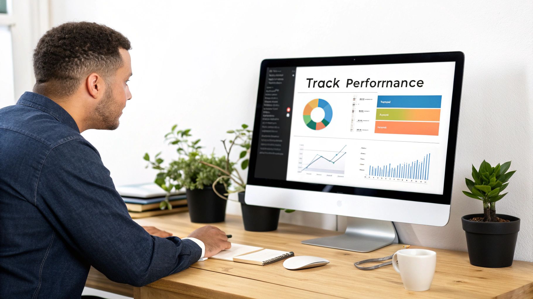 An upward-trending graph displayed on a digital tablet, symbolising growth and measurable results from content marketing efforts.