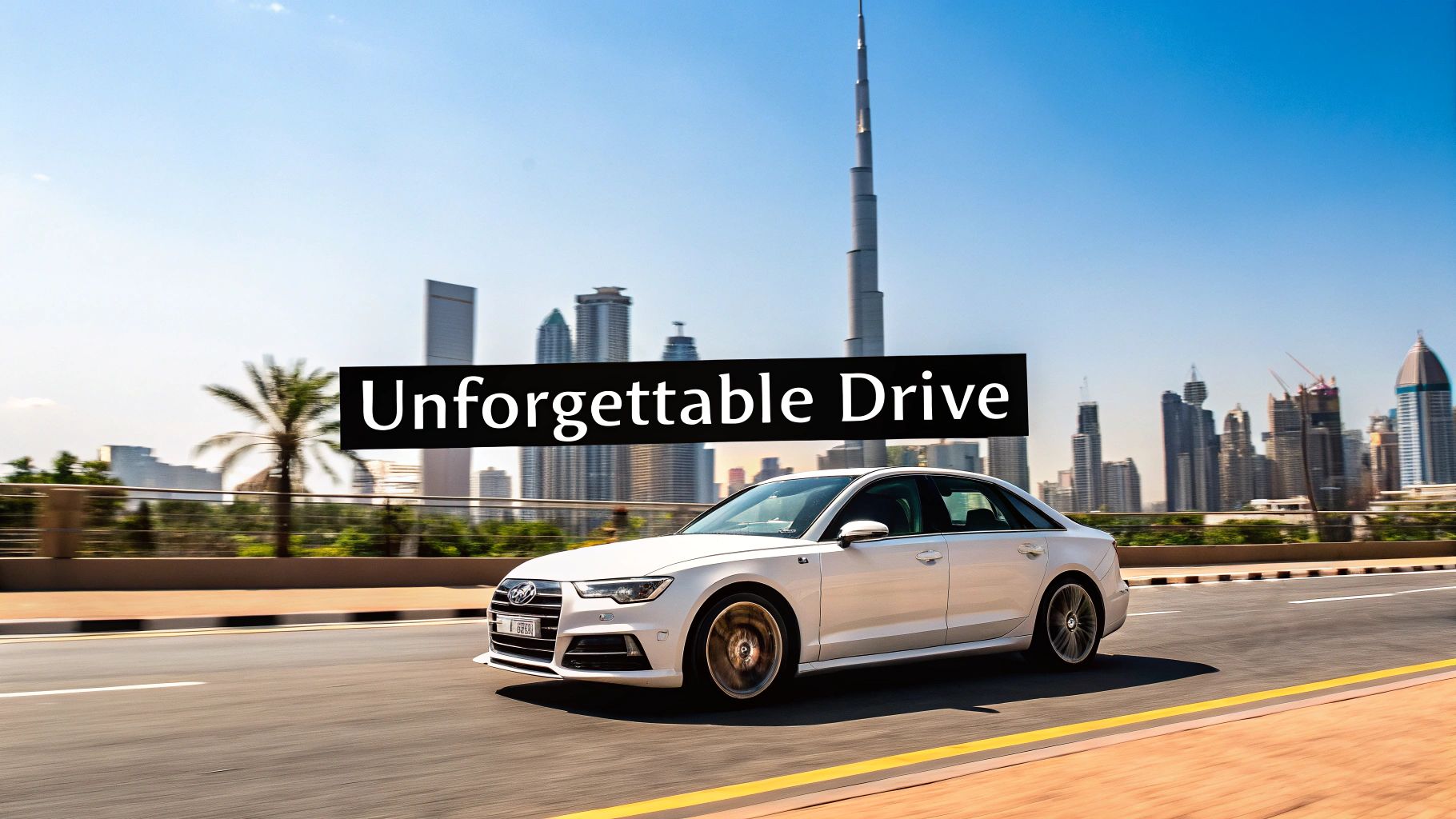 Luxury Audi Rent a Car Dubai | Drive in Style Today 1 A sleek Audi parked with the modern Dubai cityscape in the background, showcasing luxury and style.