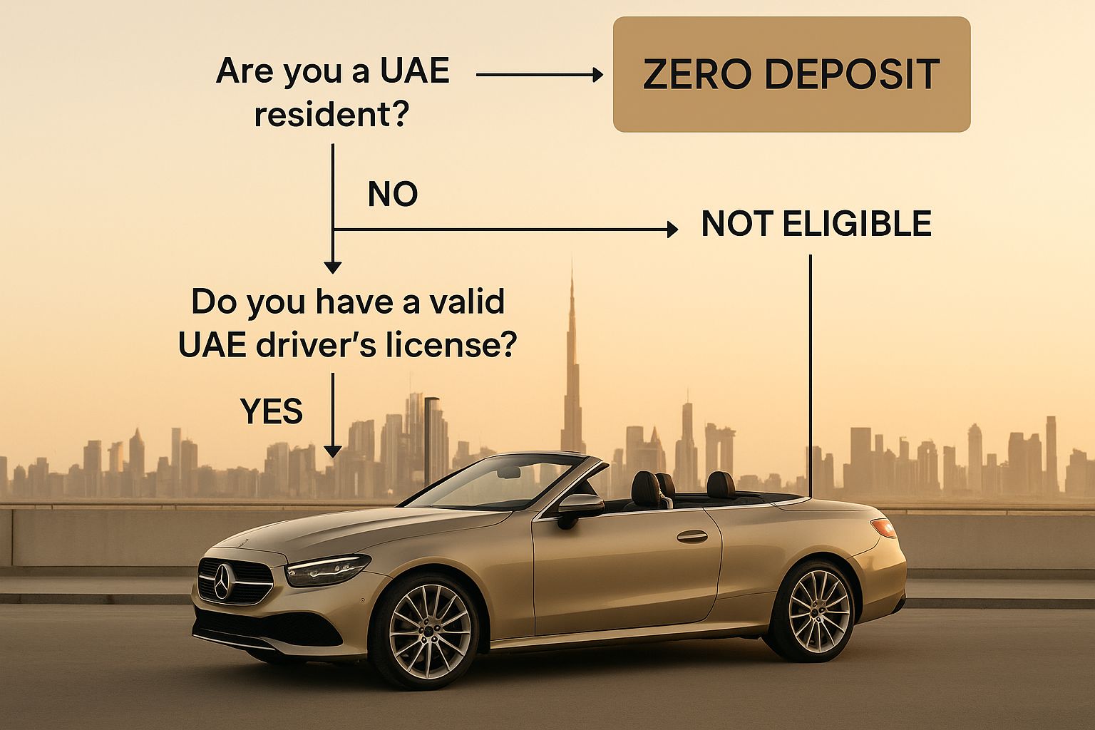 Infographic about luxury car rental dubai no deposit