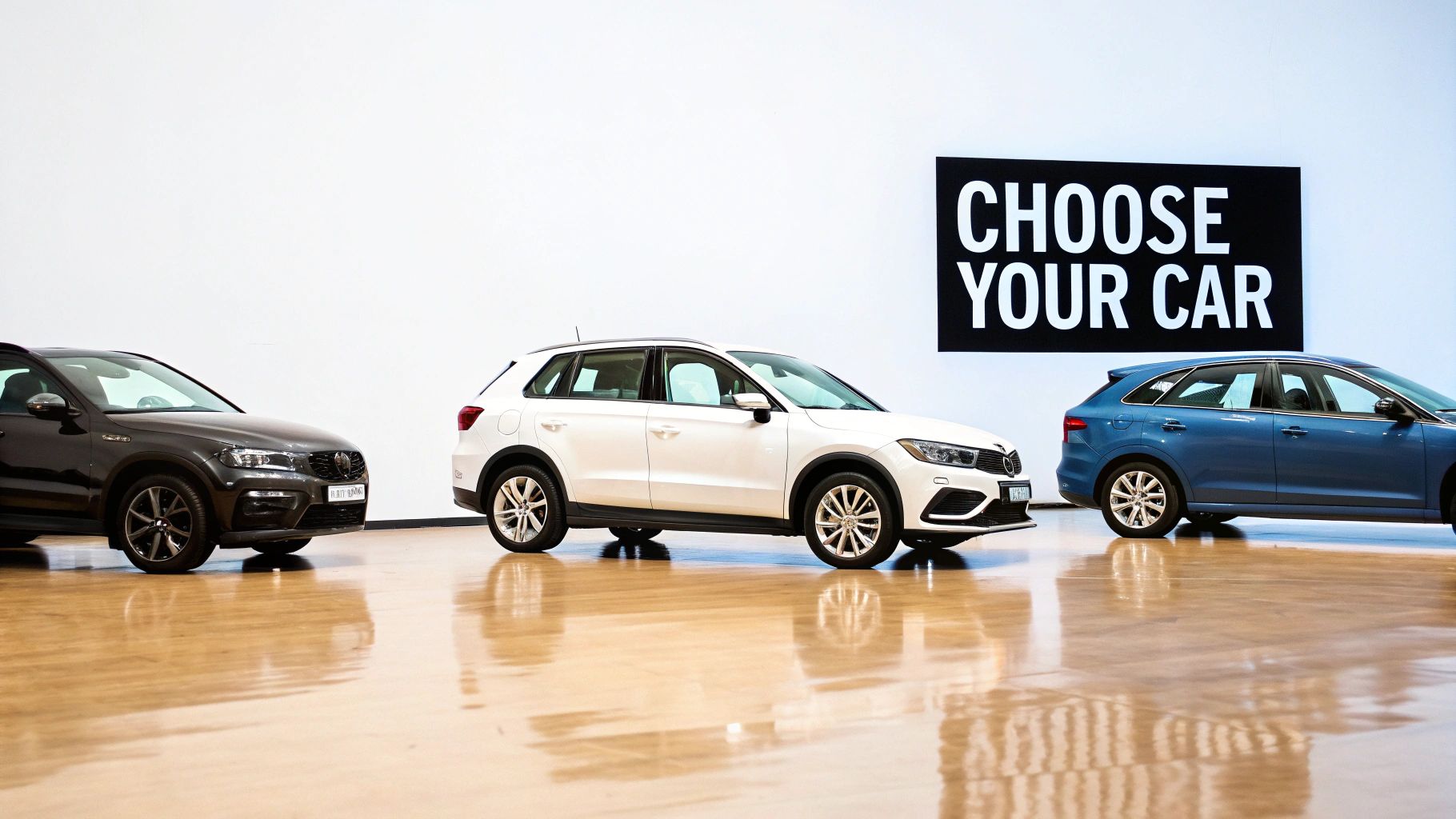 Luxury car parked on a street in Deira Dubai with modern buildings in the background