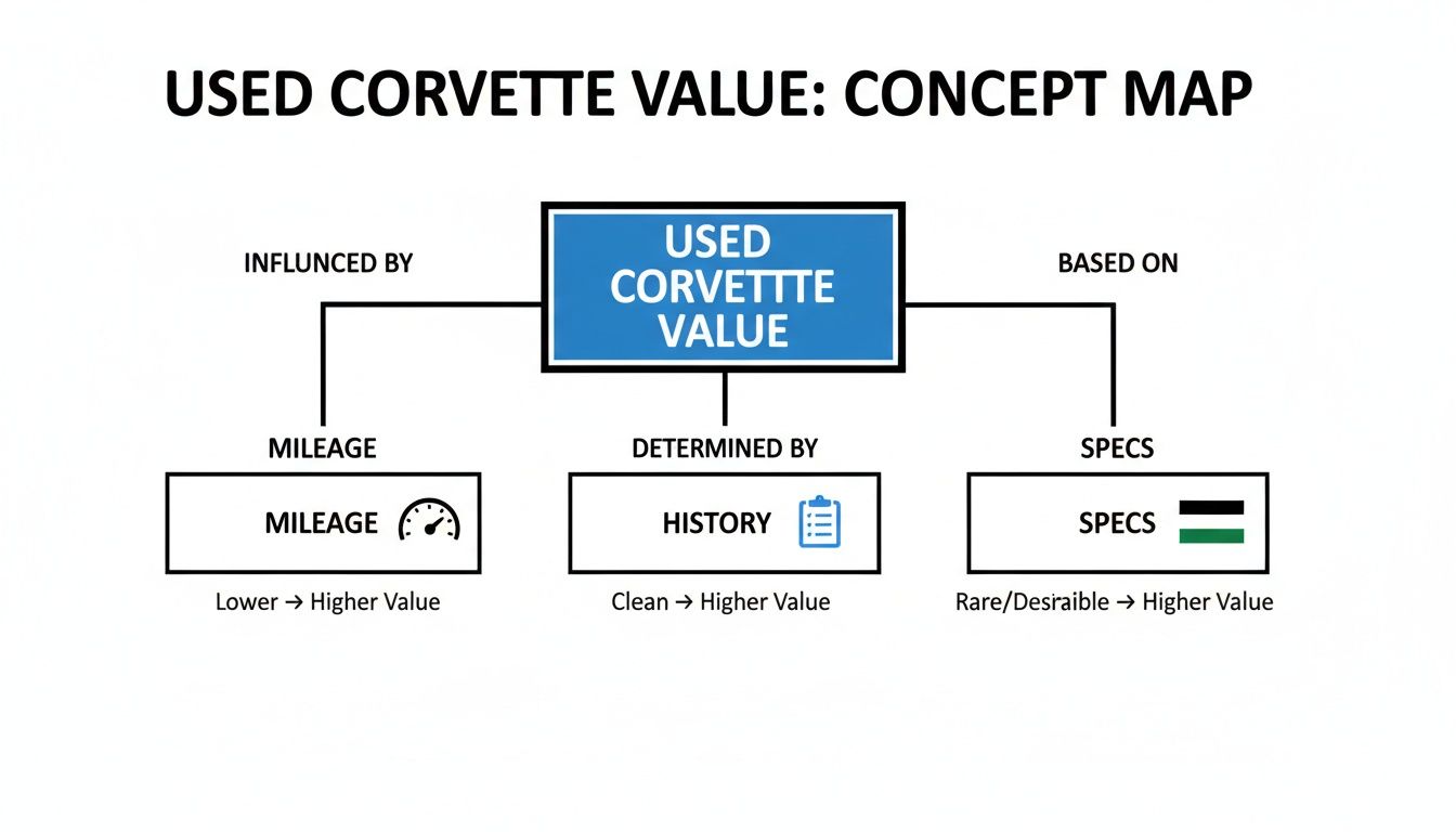 Corvette Price In Dubai A Complete Buying And Renting Guide 3 A concept map illustrating factors that influence the value of a used Corvette.