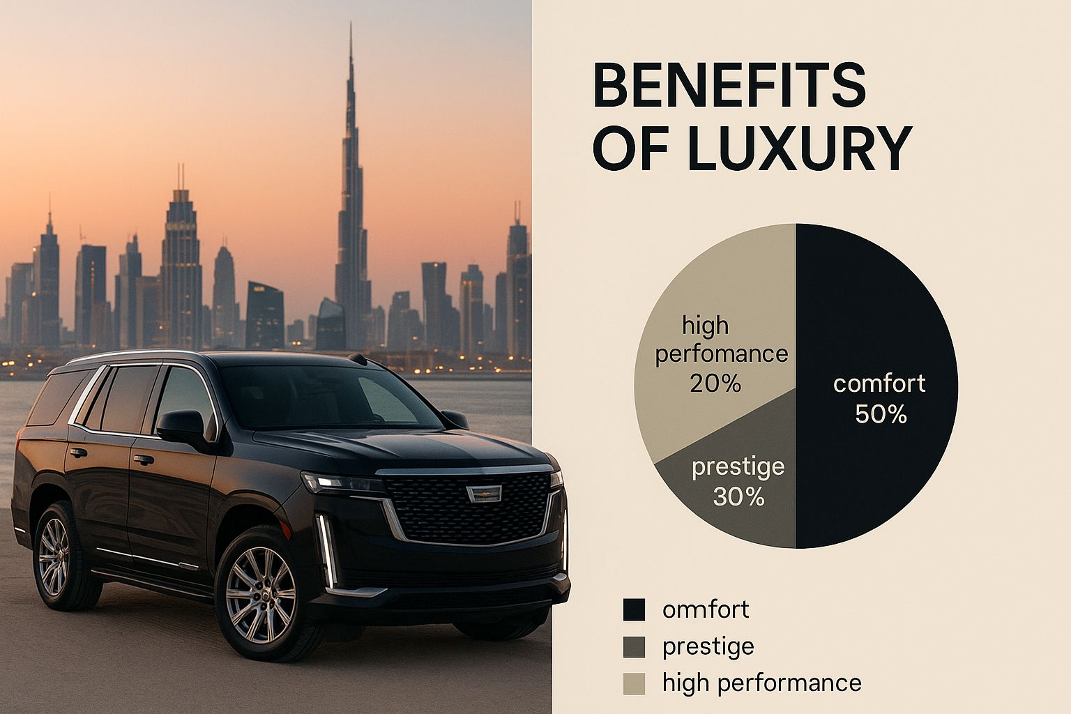 Infographic about rent cadillac escalade dubai
